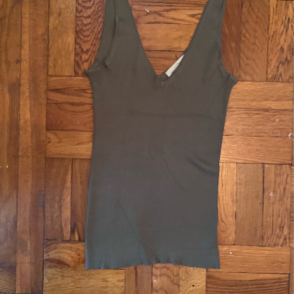 Olive green silk tank.